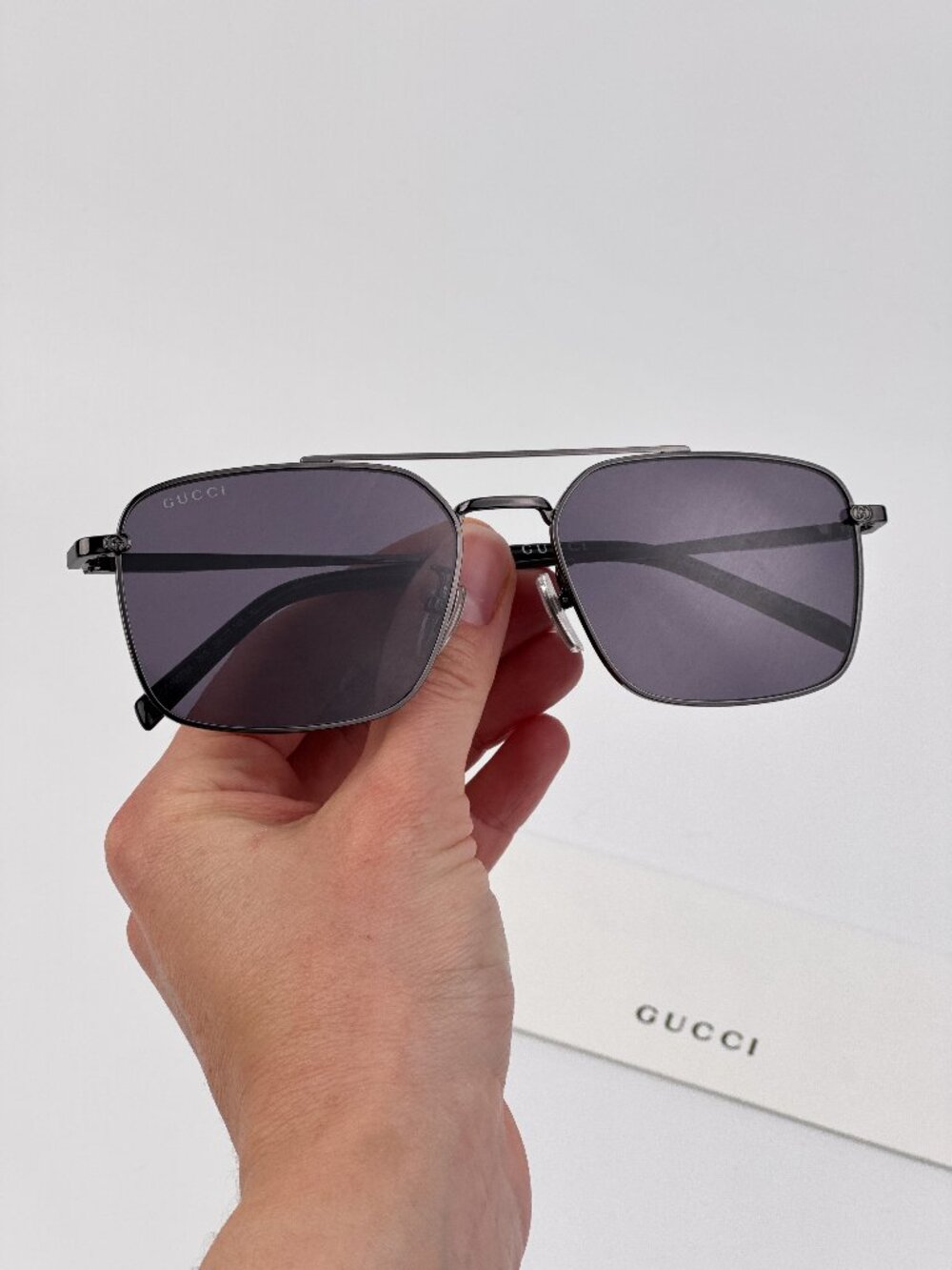 Gucci Sunglasses Ruthenium Violet Rectangular Violet GG1957SA 003